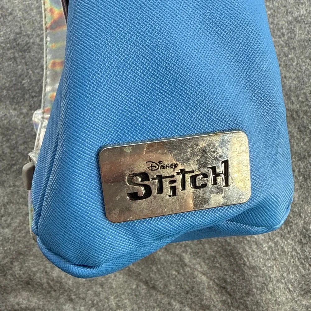 Disney Stitch Mini Backpack Kids Blue Holographic Straps 3D Ears 10in Purple Sil